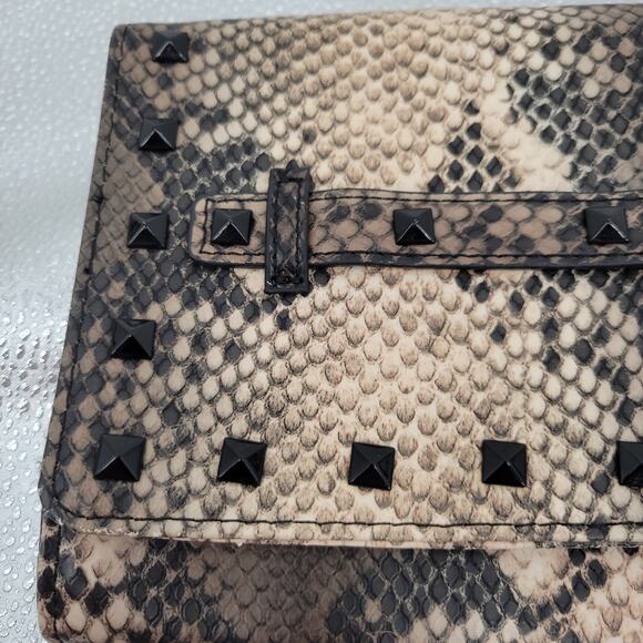 Steve Madden Snake Print Clutch Bag Inner Pockets Studs Punk Indie Sleaze Goth - Picture 2 of 6